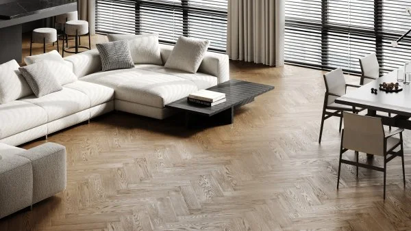 Паркетная доска Quartz Parquet Английская Ёлка Дуб Карельский 33-419 в Новосибирске