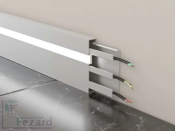 Алюминиевый плинтус Fezard Кабельный ALP-G80-LF Алюминий 80*15*2500 мм в Новосибирске